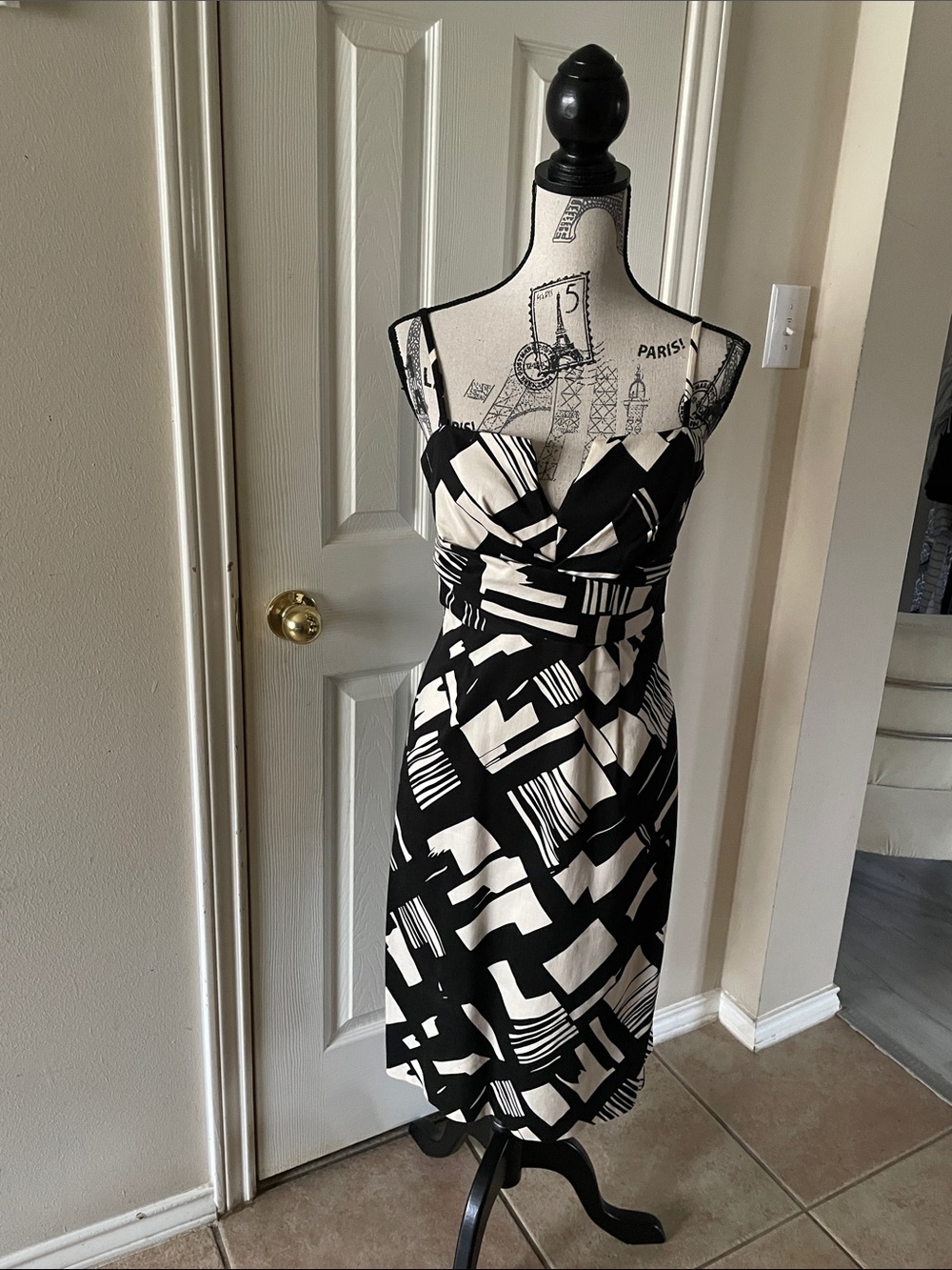 Black & Cream Abstract Print Sundress